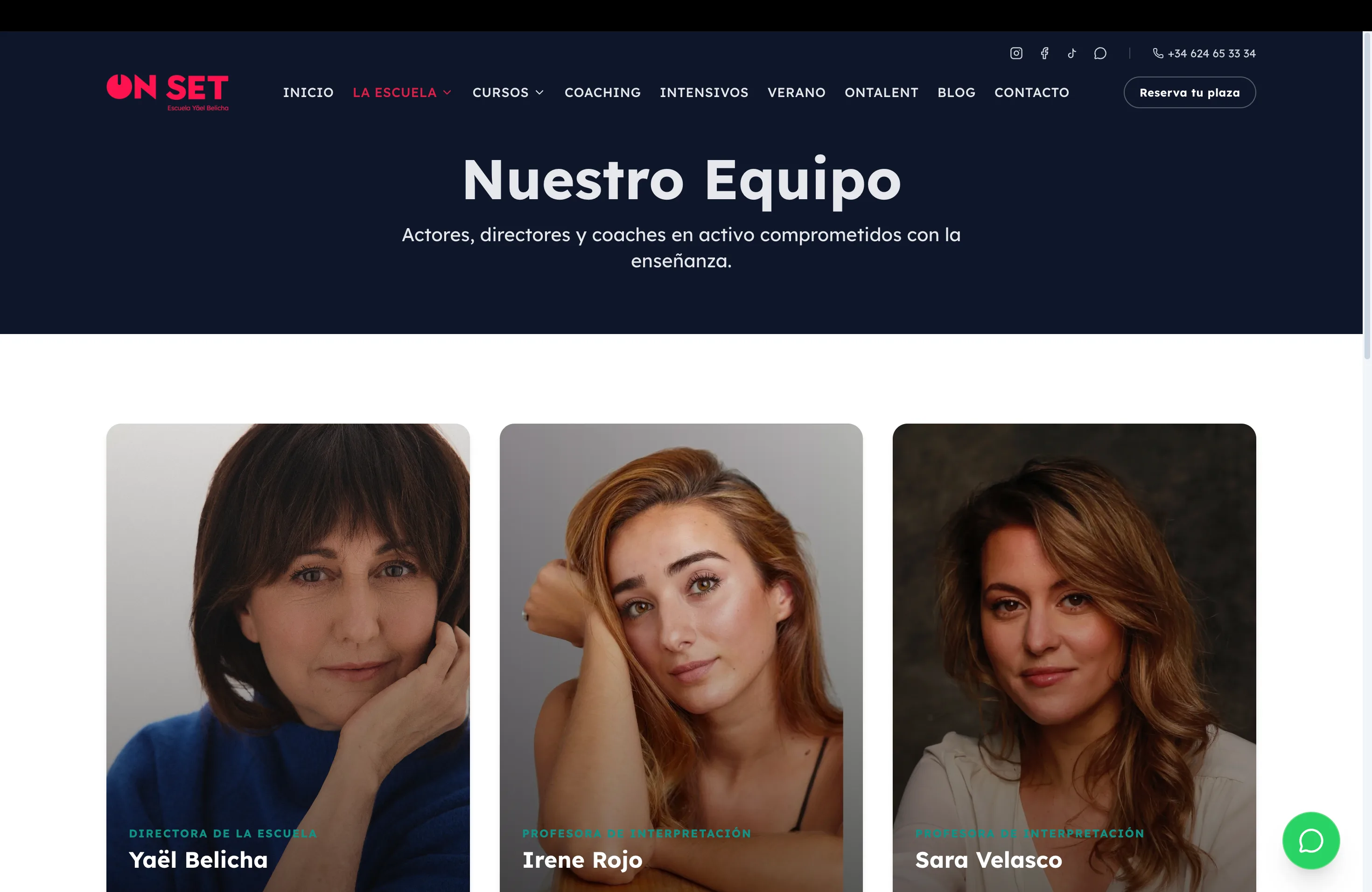 Equipo docente de Escuela ON SET