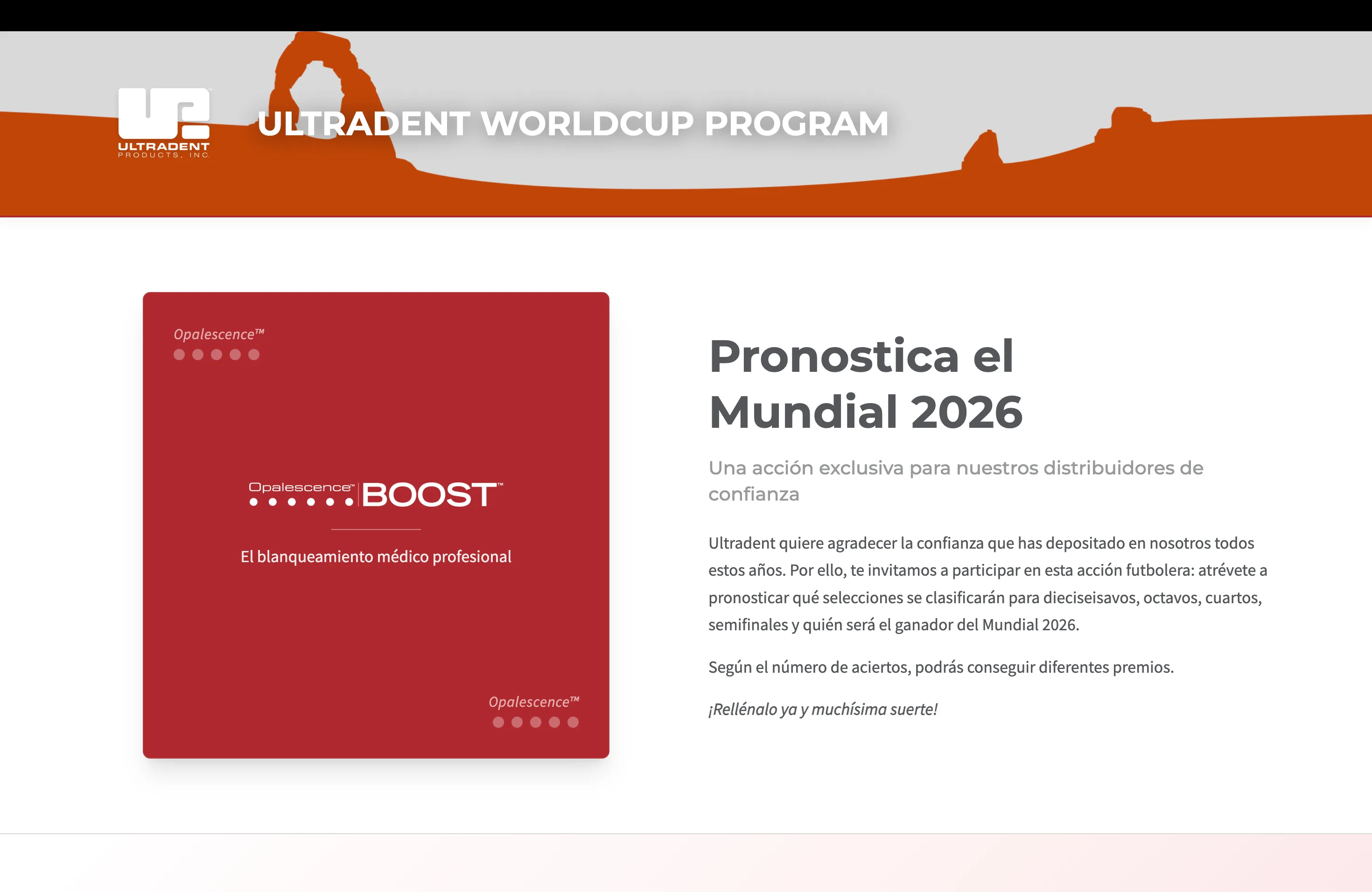 Pantalla principal del Ultradent Worldcup Program